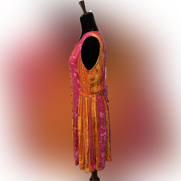 90’s Boho Vibrant Pink and Orange Sleeveless Dress size M - Picture 4 of 9